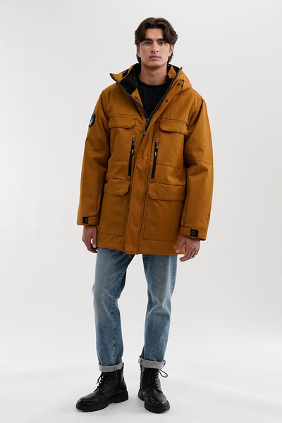 Canada Weather Gear Faux Fur Lined Hood Parka Jacket - Camel - Mens Parka Jackets - International Clothiers