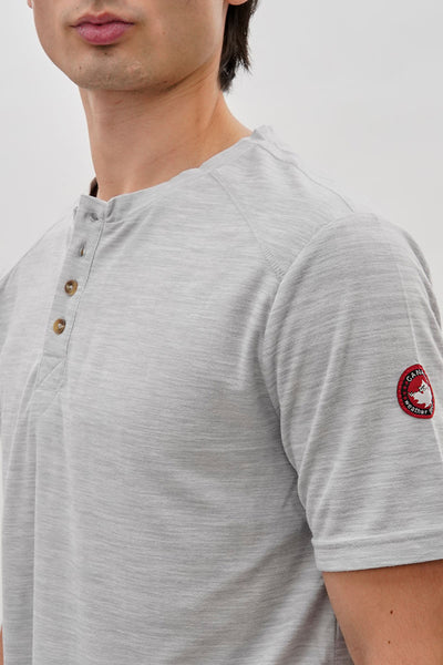 Canada Weather Gear Short Sleeve Henley Tee - Grey - Mens Tees & Tank Tops - International Clothiers