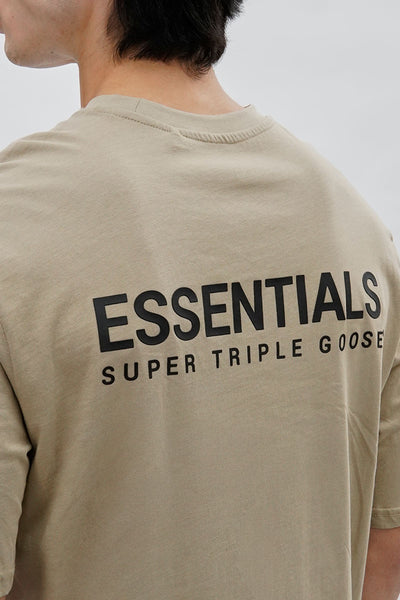 Essentials Super Triple Goose Logo Print Tee - Beige - Mens Tees & Tank Tops - International Clothiers