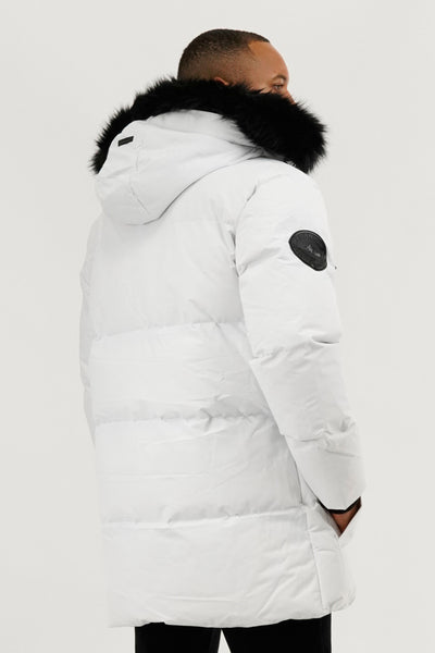 Canada Weather Gear Faux Fur Backpack Strap Parka Jacket - White - Mens Parka Jackets - International Clothiers