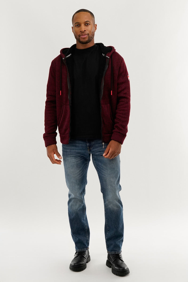Canada Weather Gear Sherpa Lined Lightweight Jacket - Burgundy - Mens Lightweight Jackets - International Clothiers