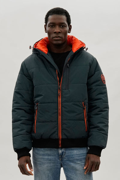Oppenheimer Hooded Puffer Bomber Jacket - Teal - Mens Bomber Jackets - International Clothiers