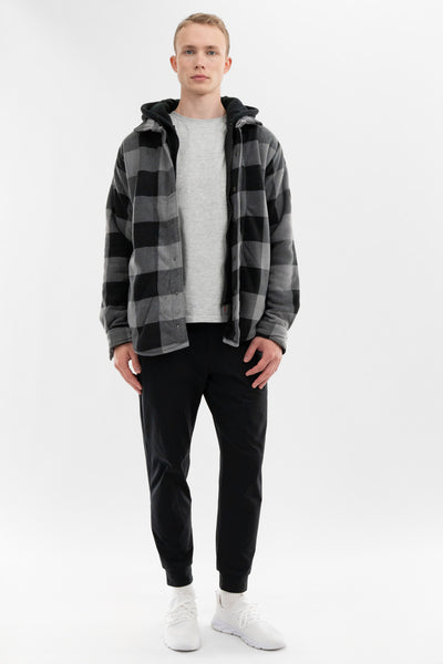 Canada Weather Gear Plaid Sherpa Lined Lightweight Jacket - Black - Mens Lightweight Jackets - International Clothiers