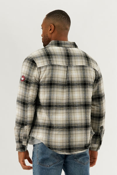 Canada Weather Gear Plaid Plush Lined Lightweight Jacket - Cream - Mens Lightweight Jackets - International Clothiers