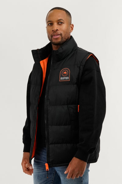 Super Triple Goose Double Pocket Bubble Vest - Black - Mens Vests - International Clothiers