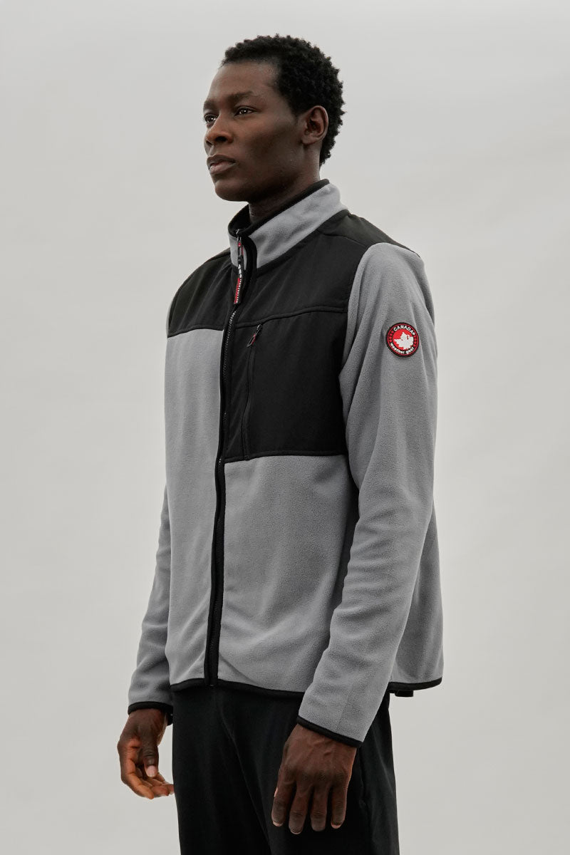 Canada Weather Gear Colour Block Fleece Lightweight Jacket - Grey - Mens Lightweight Jackets - International Clothiers