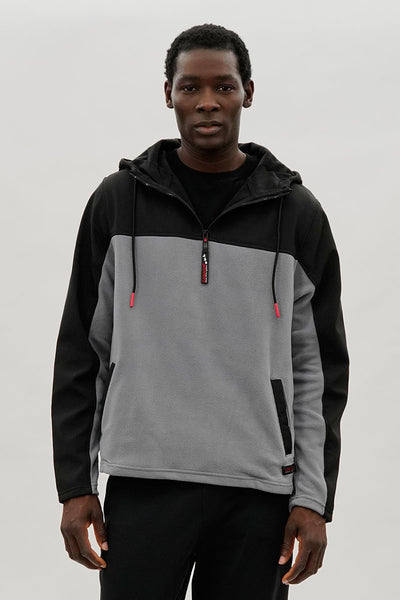 Canada Weather Gear Colour Block Half Zip Hoodie - Grey - Mens Hoodies & Sweatshirts - International Clothiers