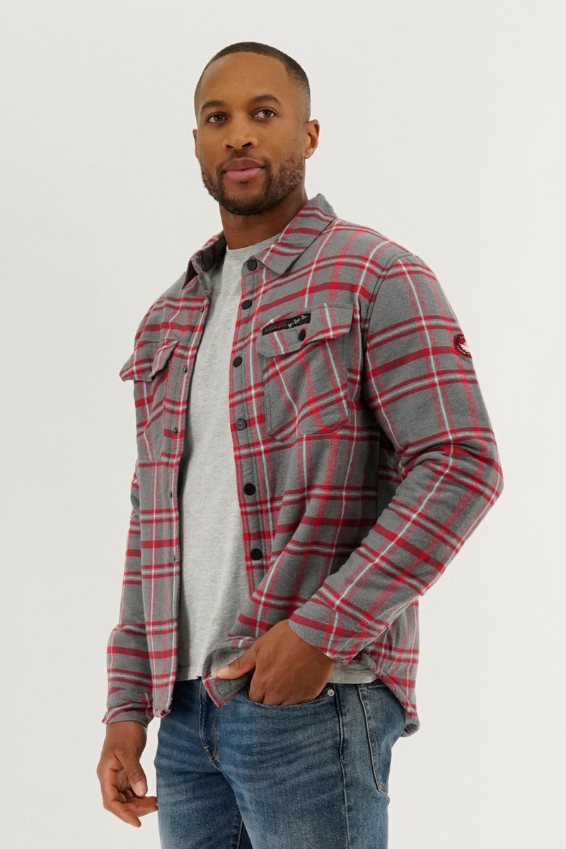 Canada Weather Gear Plaid Plush Lined Lightweight Jacket - Grey - Mens Lightweight Jackets - International Clothiers