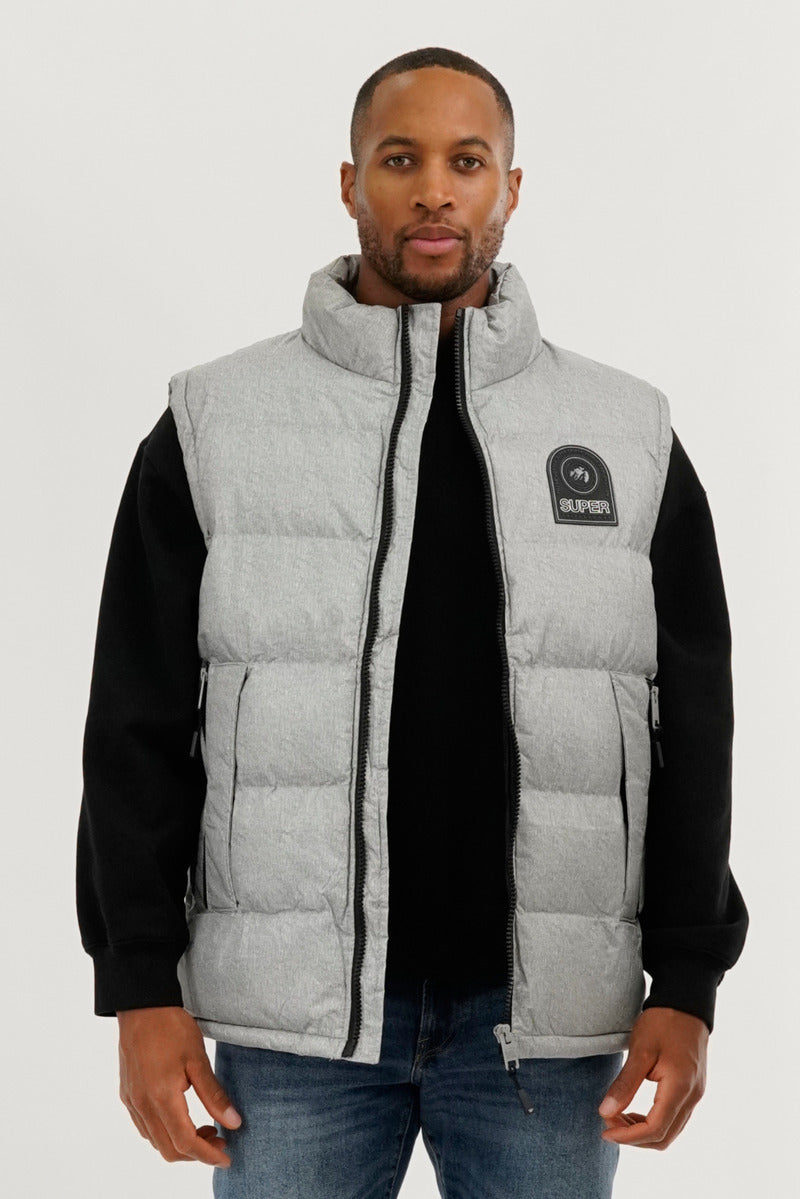 Super Triple Goose Double Pocket Bubble Vest - Grey - Mens Vests - International Clothiers