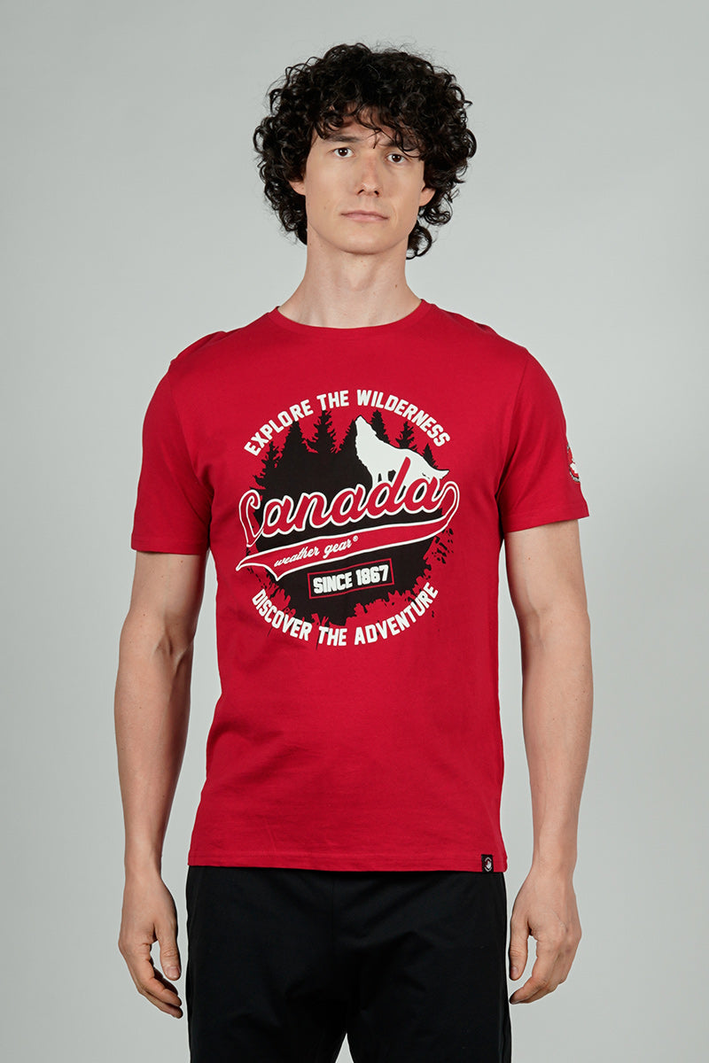 Canada Weather Gear Discover The Adventure Print Tee - Red