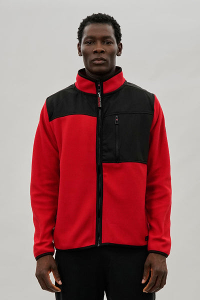 Canada Weather Gear Colour Block Fleece Lightweight Jacket - Red - Mens Lightweight Jackets - International Clothiers
