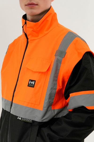 Canada Work Gear Hi-Vis Colour Block Bomber Jacket - Orange - Mens Bomber Jackets - International Clothiers