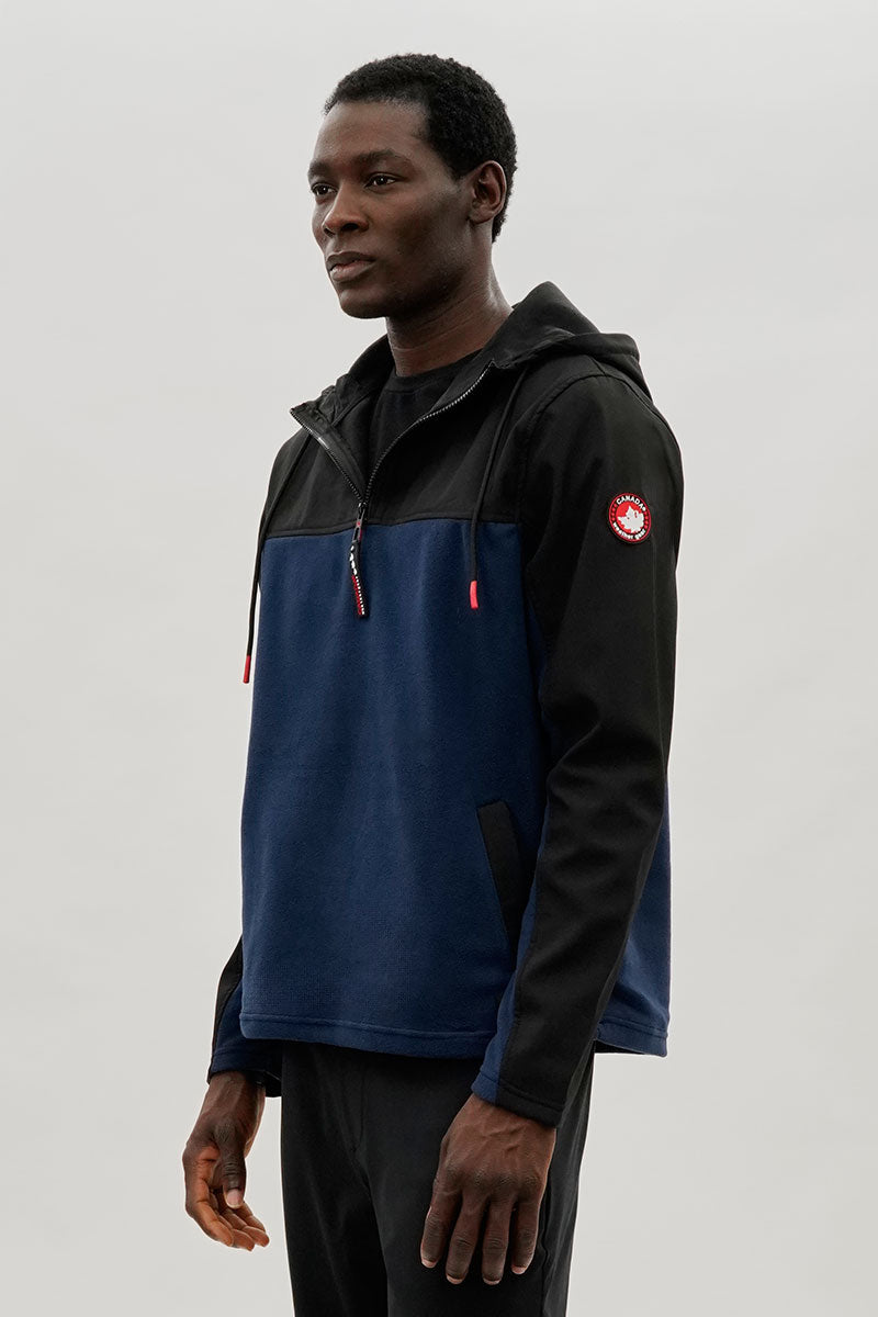 Canada Weather Gear Colour Block Half Zip Hoodie - Navy - Mens Hoodies & Sweatshirts - International Clothiers