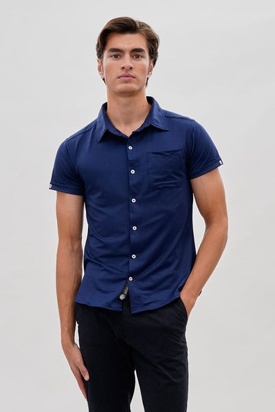 Canada Weather Gear Travel Collection Classic Short Sleeve Casual Shirt - Navy - Mens Casual Shirts - International Clothiers