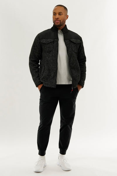 Canada Weather Gear Sherpa Lined Fleece Lightweight Jacket - Black - Mens Lightweight Jackets - International Clothiers
