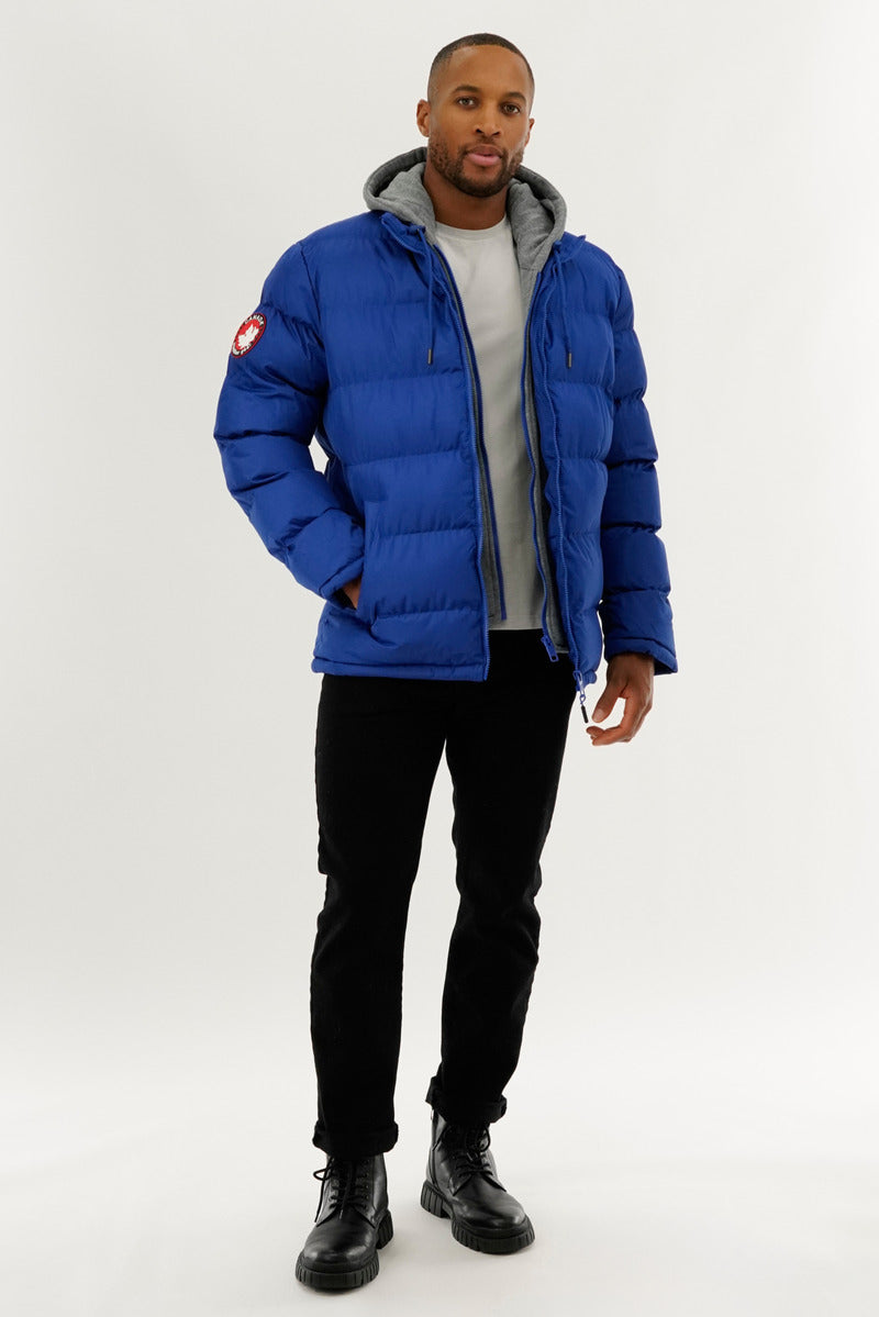 Canada Weather Gear Fleece Hood Puffer Bomber Jacket - Blue - Mens Bomber Jackets - International Clothiers