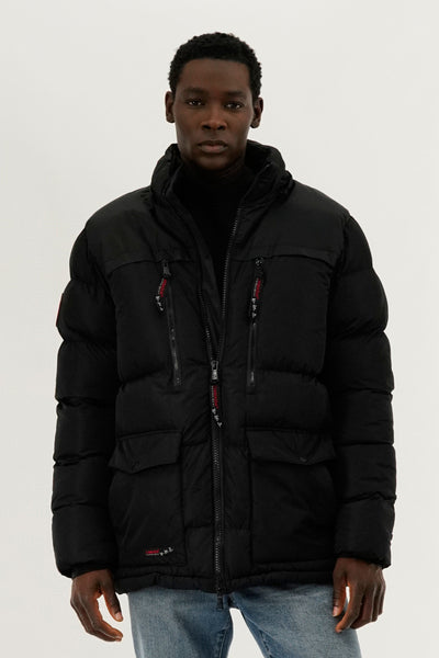 Canada Weather Gear Colour Block Puffer Bomber Jacket - Black - Mens Bomber Jackets - International Clothiers
