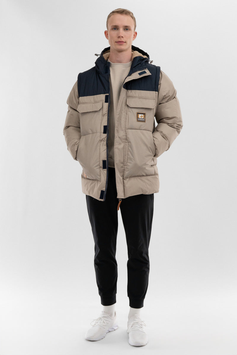 Canada Work Gear Removable Sleeve Parka Jacket - Beige - Mens Parka Jackets - International Clothiers