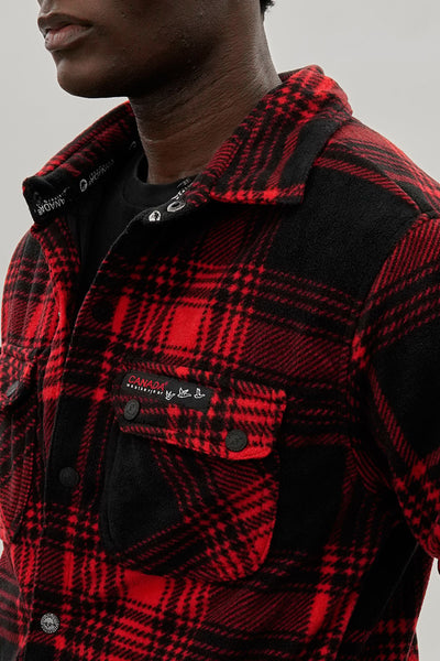 Canada Weather Gear Plaid Hooded Lightweight Jacket - Red - Mens Lightweight Jackets - International Clothiers