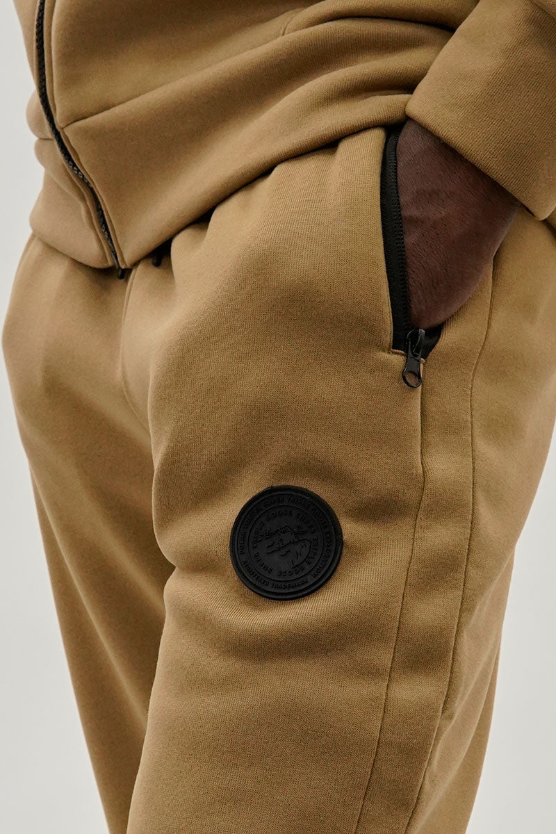 Super Triple Goose Basic Zipper Pocket Joggers - Beige - Mens Joggers & Sweatpants - International Clothiers