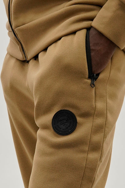 Super Triple Goose Basic Zipper Pocket Joggers - Beige - Mens Joggers & Sweatpants - International Clothiers