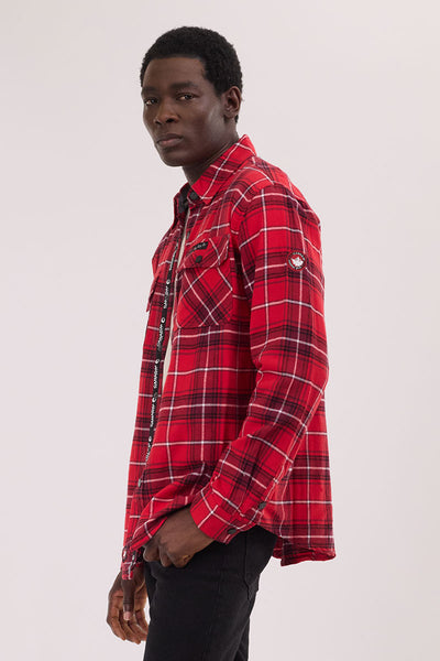 Canada Weather Gear Flannel Button Up Casual Shirt - Red - Mens Casual Shirts - International Clothiers