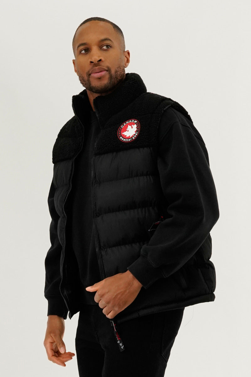 Canada Weather Gear Sherpa Panel Bubble Vest - Black - Mens Vests - International Clothiers