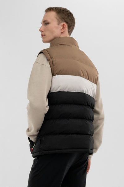 Canada Weather Gear Colour Block Puffer Vest - Taupe - Mens Vests - International Clothiers