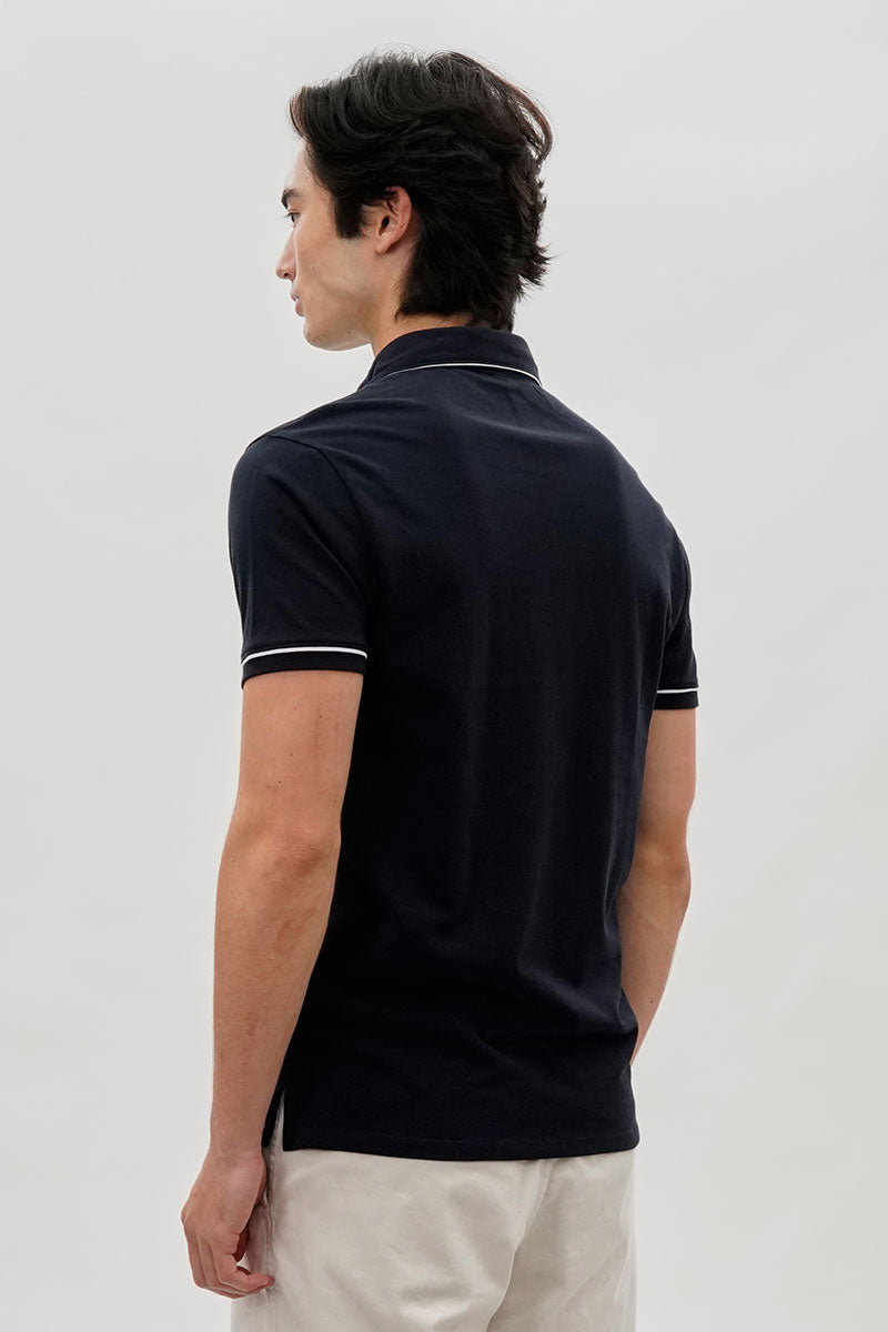 Canada Weather Gear Travel Collection Piping Detail Polo Shirt - Navy - Mens Polo Shirts - International Clothiers