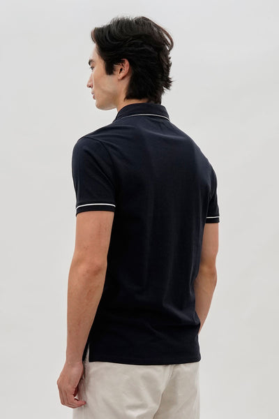 Canada Weather Gear Travel Collection Piping Detail Polo Shirt - Navy - Mens Polo Shirts - International Clothiers