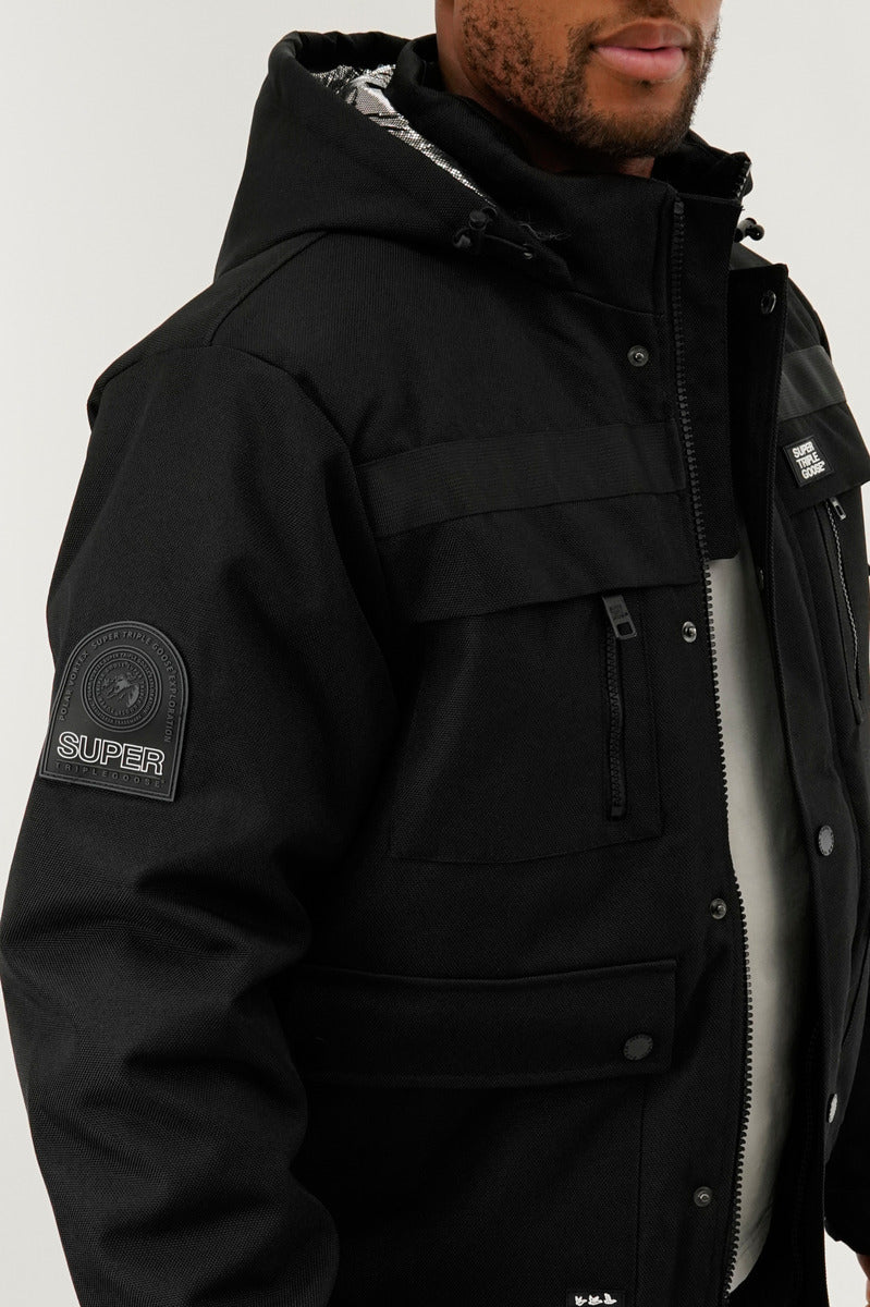 Super Triple Goose Thermal-Foil Lining Bomber Jacket - Black - Mens Bomber Jackets - International Clothiers