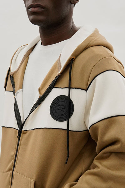 Super Triple Goose Colour Block Zip Up Hoodie - Beige - Mens Hoodies & Sweatshirts - International Clothiers
