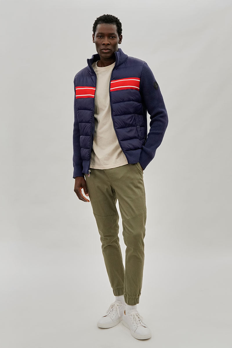 Canada Weather Gear Striped Puffer Lightweight Jacket - Navy - Mens Lightweight Jackets - International Clothiers