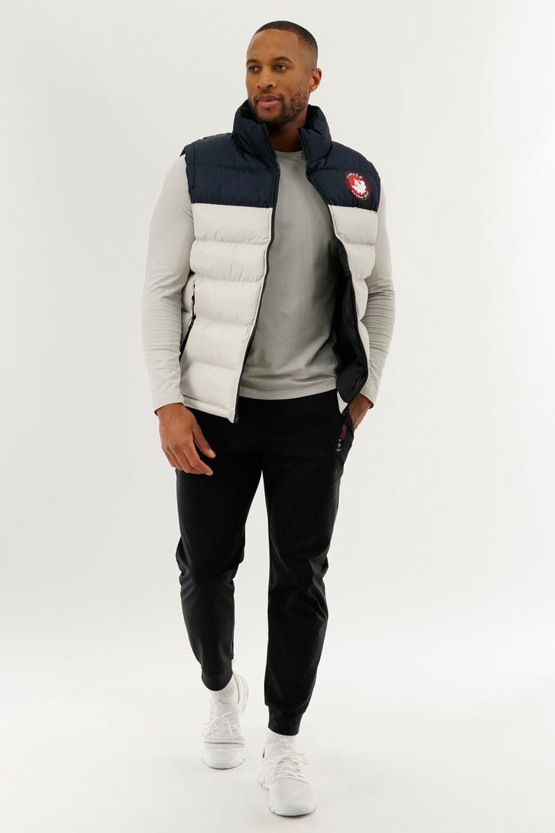Canada Weather Gear Colour Block Puffer Vest - Stone - Mens Vests - International Clothiers