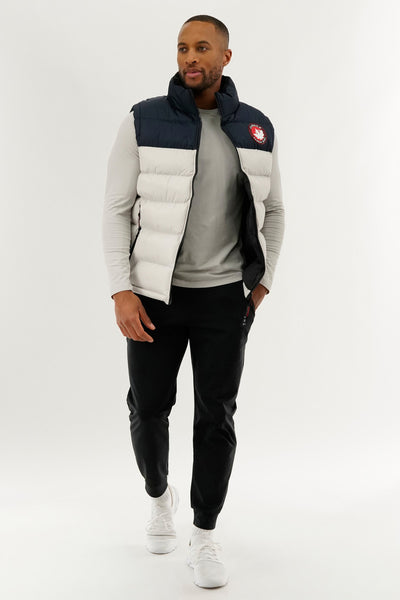 Canada Weather Gear Colour Block Puffer Vest - Stone - Mens Vests - International Clothiers