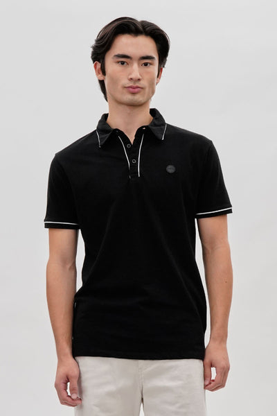 Canada Weather Gear Travel Collection Piping Detail Polo Shirt - Black - Mens Polo Shirts - International Clothiers