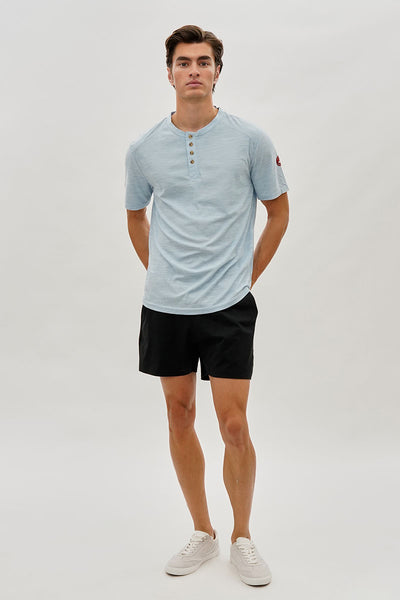 Canada Weather Gear Short Sleeve Henley Tee - Blue - Mens Tees & Tank Tops - International Clothiers