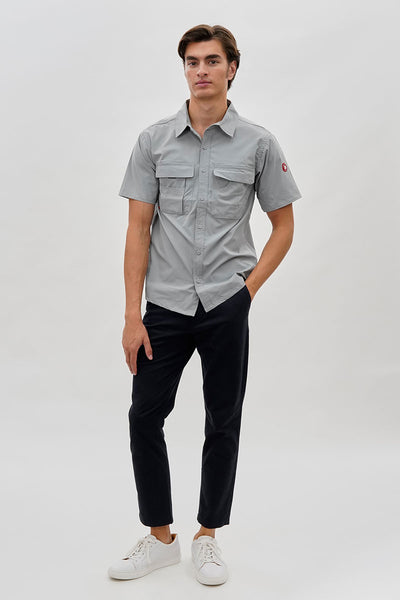 Canada Weather Gear Short Sleeve Button Up Casual Shirt - Grey - Mens Casual Shirts - International Clothiers