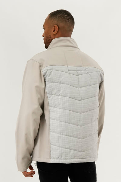 Super Triple Goose Quilted Colour Block Lightweight Jacket - Stone - Mens Lightweight Jackets - International Clothiers