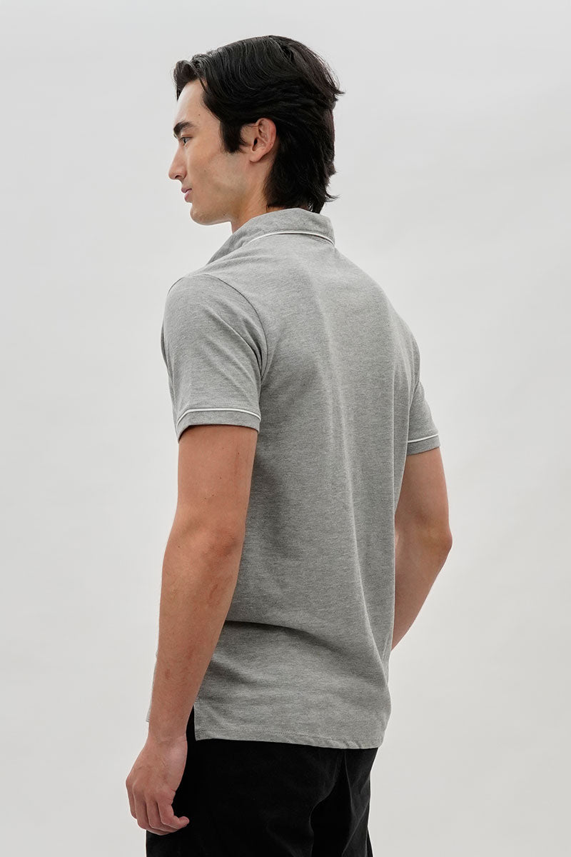 Canada Weather Gear Travel Collection Piping Detail Polo Shirt - Grey - Mens Polo Shirts - International Clothiers
