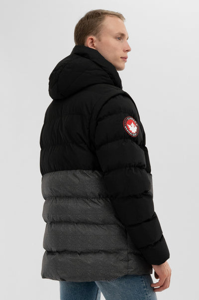 Canada Weather Gear Colour Block Zip Off Sleeve Bomber Jacket - Black - Mens Bomber Jackets - International Clothiers