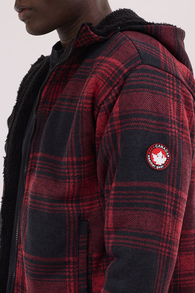 Canada Weather Gear Hooded Sherpa Lined Lightweight Jacket - Red - Mens Hoodies & Sweatshirts - International Clothiers