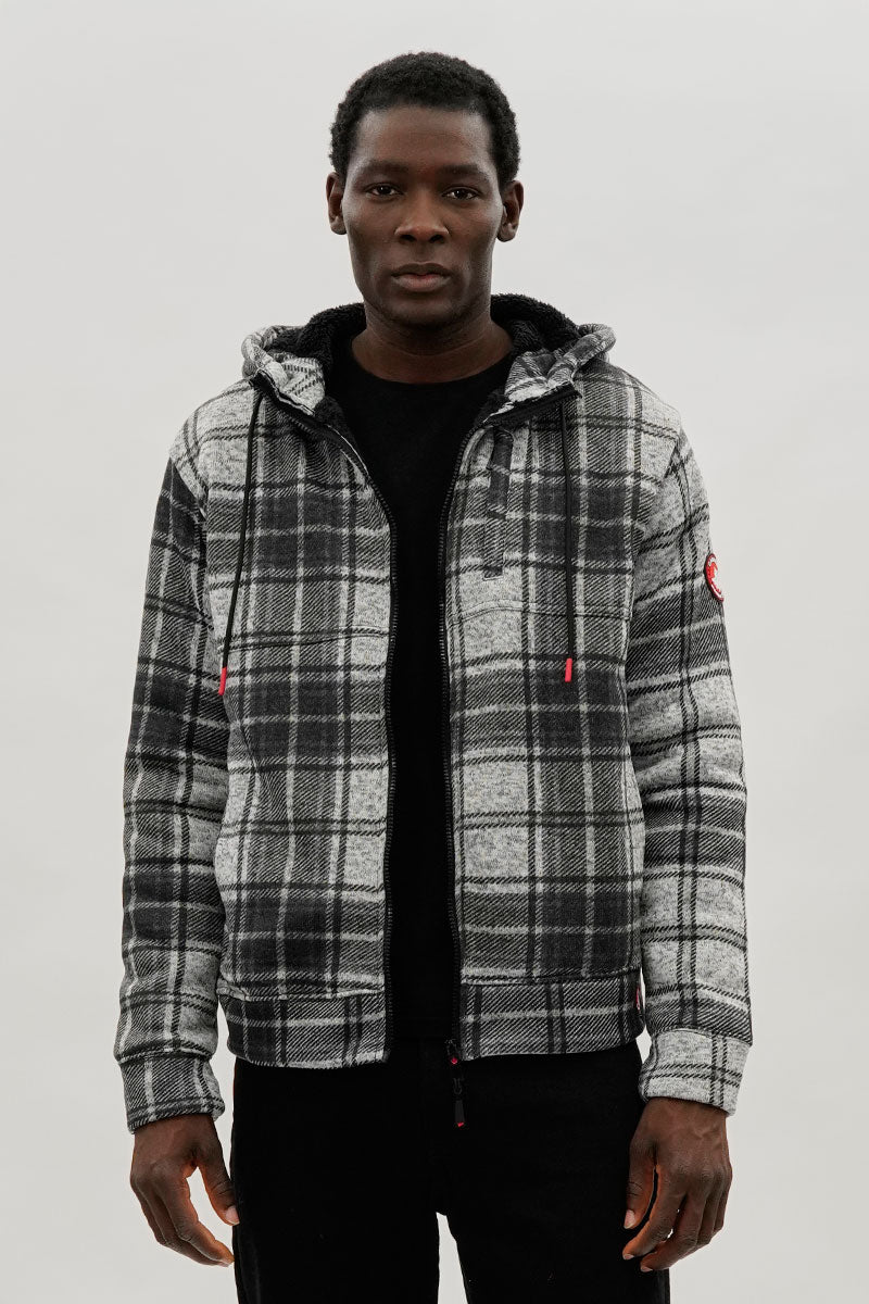 Canada Weather Gear Hooded Sherpa Lined Lightweight Jacket - Grey - Mens Lightweight Jackets - International Clothiers