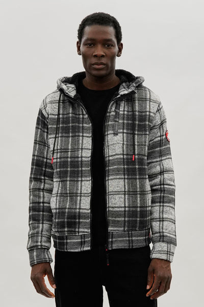 Canada Weather Gear Hooded Sherpa Lined Lightweight Jacket - Grey - Mens Lightweight Jackets - International Clothiers