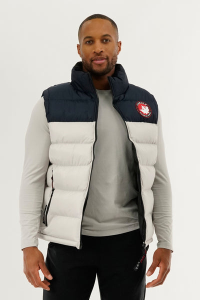 Canada Weather Gear Colour Block Puffer Vest - Stone - Mens Vests - International Clothiers