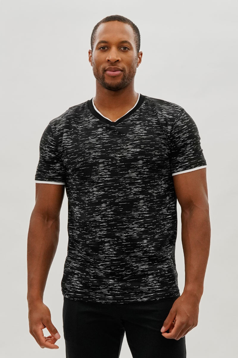 Canada Weather Gear Vintage Patterned V-Neck Tee - Black - Mens Tees & Tank Tops - International Clothiers