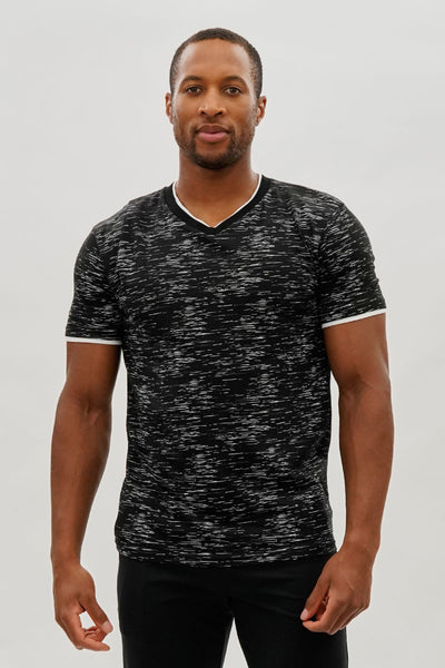 Canada Weather Gear Vintage Patterned V-Neck Tee - Black - Mens Tees & Tank Tops - International Clothiers