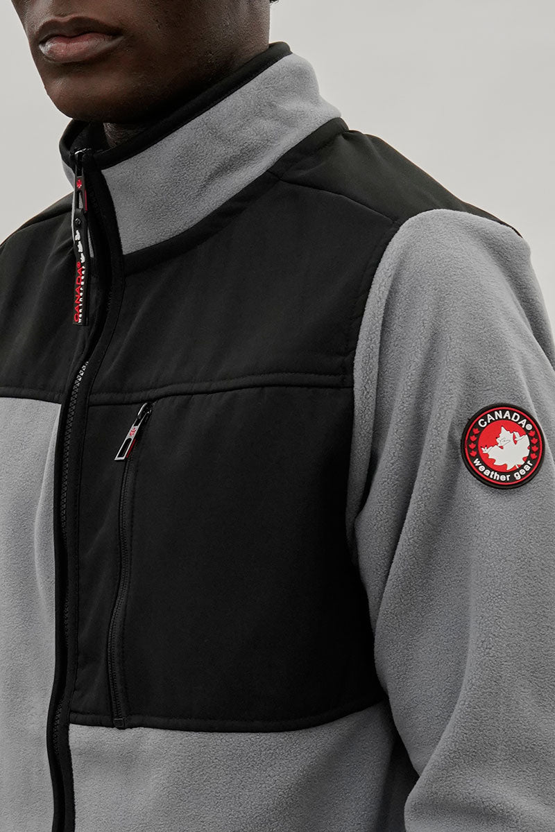 Canada Weather Gear Colour Block Fleece Lightweight Jacket - Grey - Mens Lightweight Jackets - International Clothiers