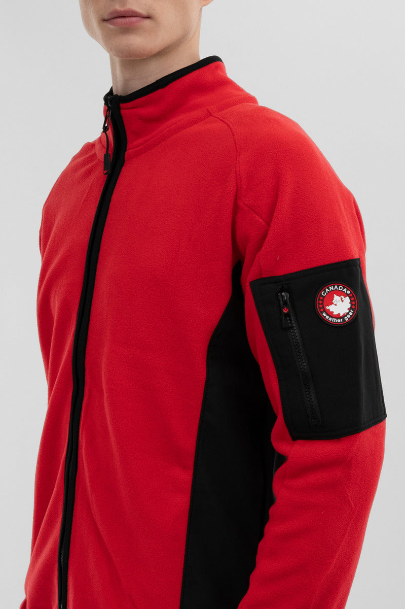 Canada Weather Gear Zip Up Utility Pocket Lightweight Jacket - Red - Mens Lightweight Jackets - International Clothiers