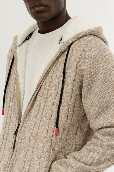 Canada Weather Gear Cable Knit Zip Up Hoodie - Cream - Mens Hoodies & Sweatshirts - International Clothiers